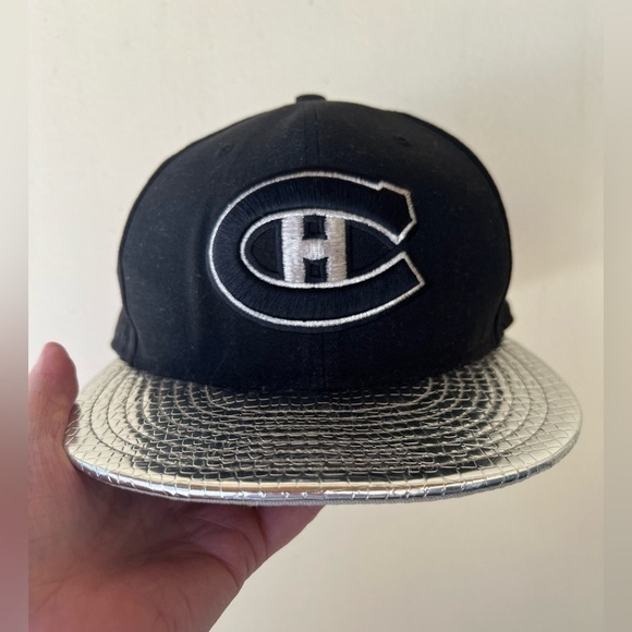 Montreal Canadiens NHL New Era 59Fifty sz 7.5 black silver mirror flat bill - Picture 1 of 9